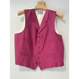 Hackett London Silk Waistcoast Vest Bright Pink Size 42R JL